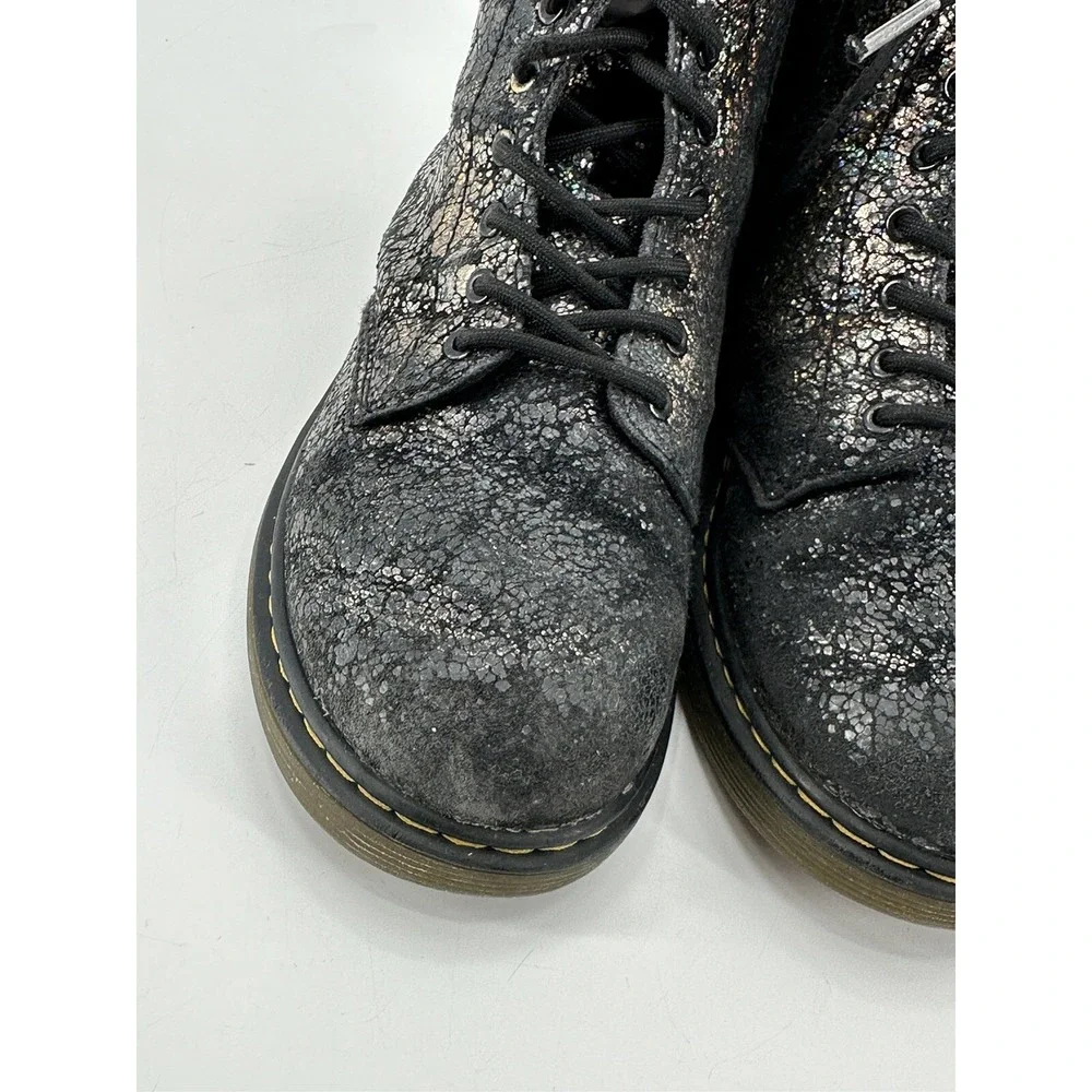 Lot of 2 Dr Martens 1460J Black Leather & Metallic Mid Combat Boot Junior Size 3